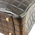 Chanel Vintage Black Leather Chocolate Bar Tote Bag 1992