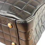 Chanel Vintage Black Leather Chocolate Bar Tote Bag 1992