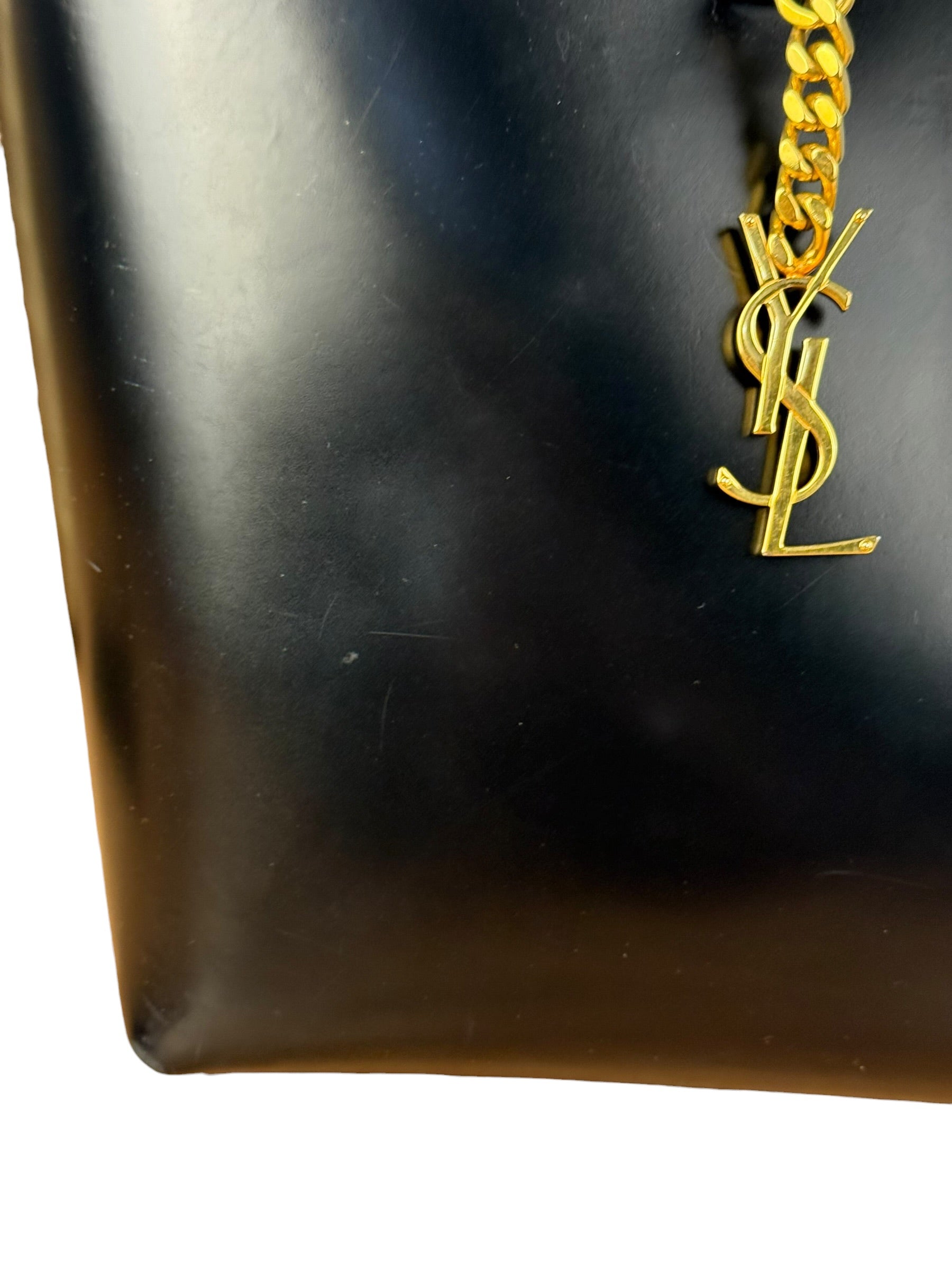 Saint Laurent Black Leather Shopping Tote Bag