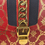 Gucci Red Leather Sylvie Chain Shoulder Bag