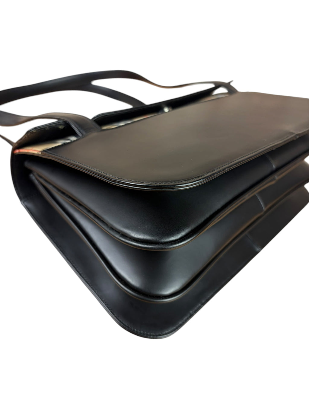 Burberry Black Leather Shadow Horse Nova Check Handbag