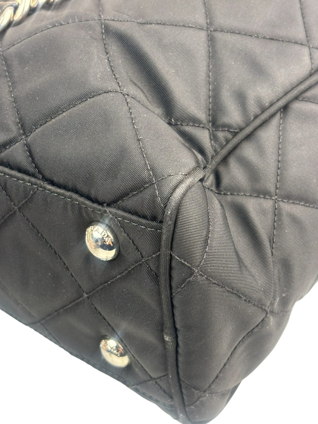Prada Black Quilted Tessuto Nylon/Leather Trim Large Camera Bag