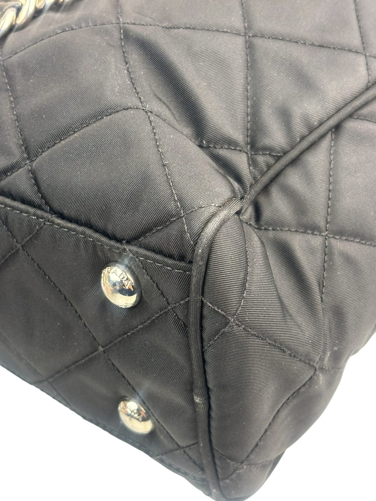 Prada Black Quilted Tessuto Nylon/Leather Trim Large Camera Bag