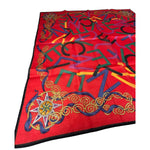 Celine Vintage Red Alphabet Print Handkerchief/Scarf