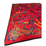 Celine Vintage Red Alphabet Print Handkerchief/Scarf