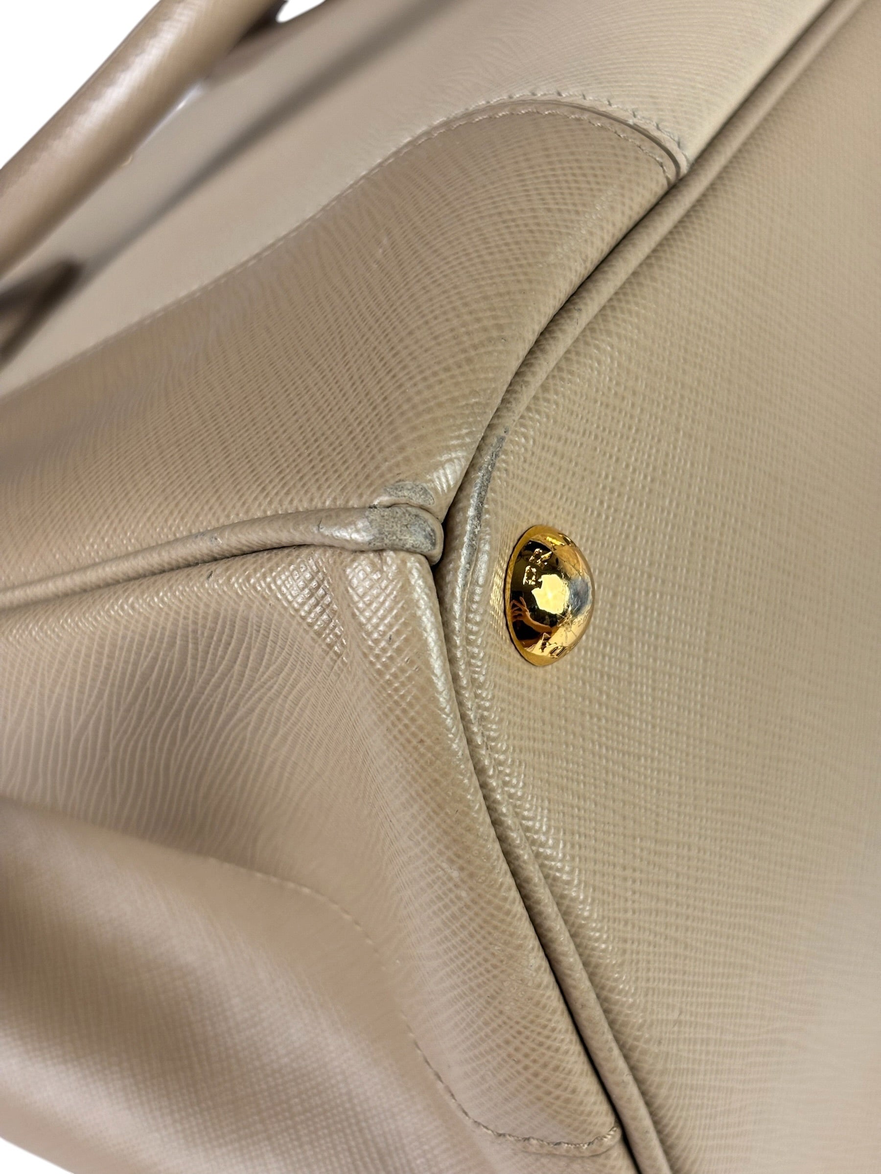 Prada Beige Saffiano Leather Galleria Large Shoulder Bag