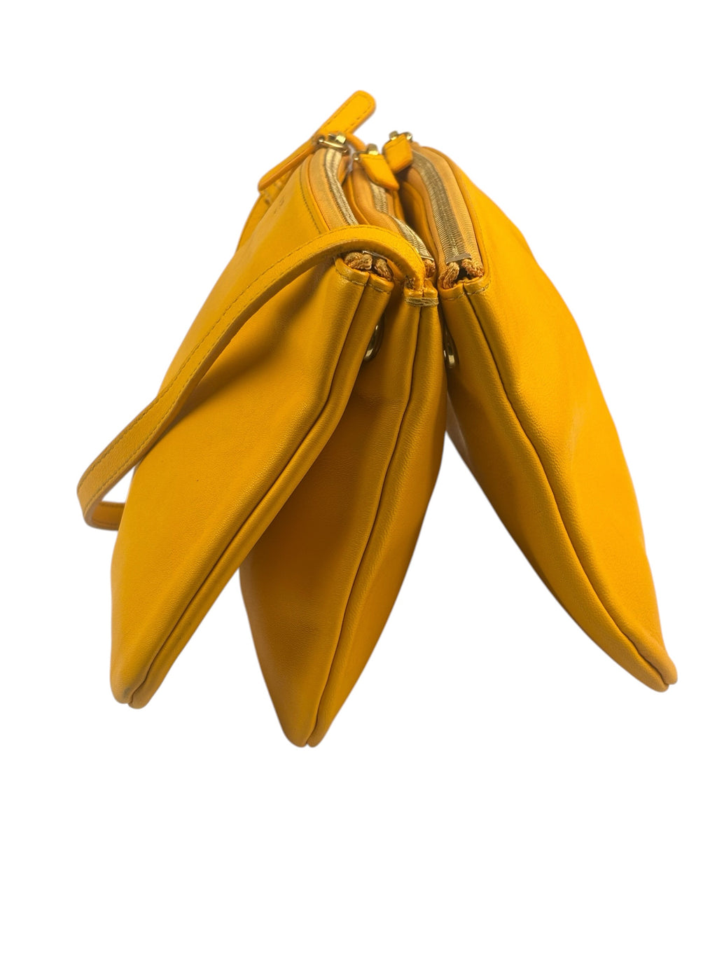 Celine Yellow/Orange Leather Trio Small Crossbody Bag