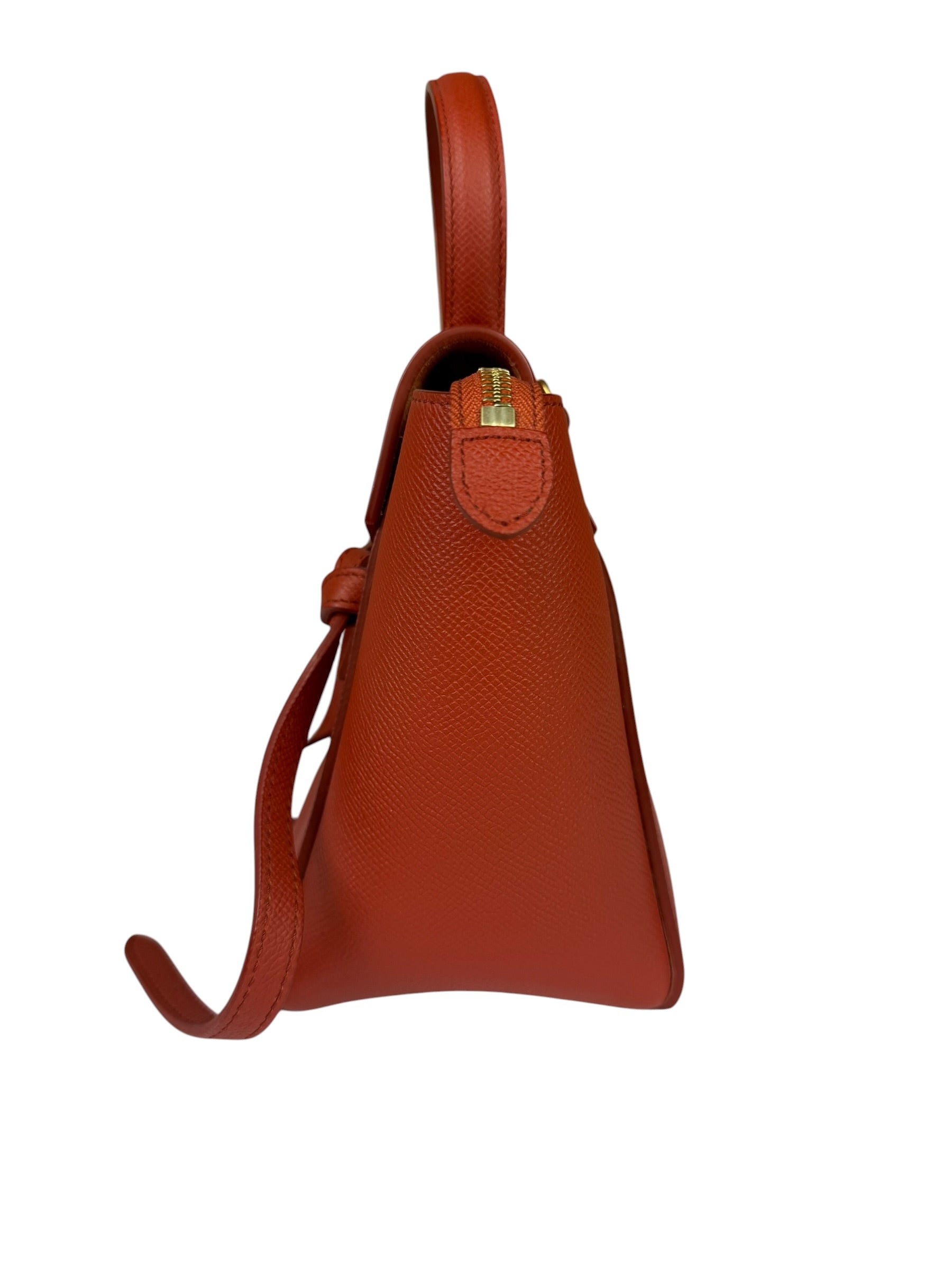 Celine Auburn Orange Leather Mini Belt Top Handle Bag