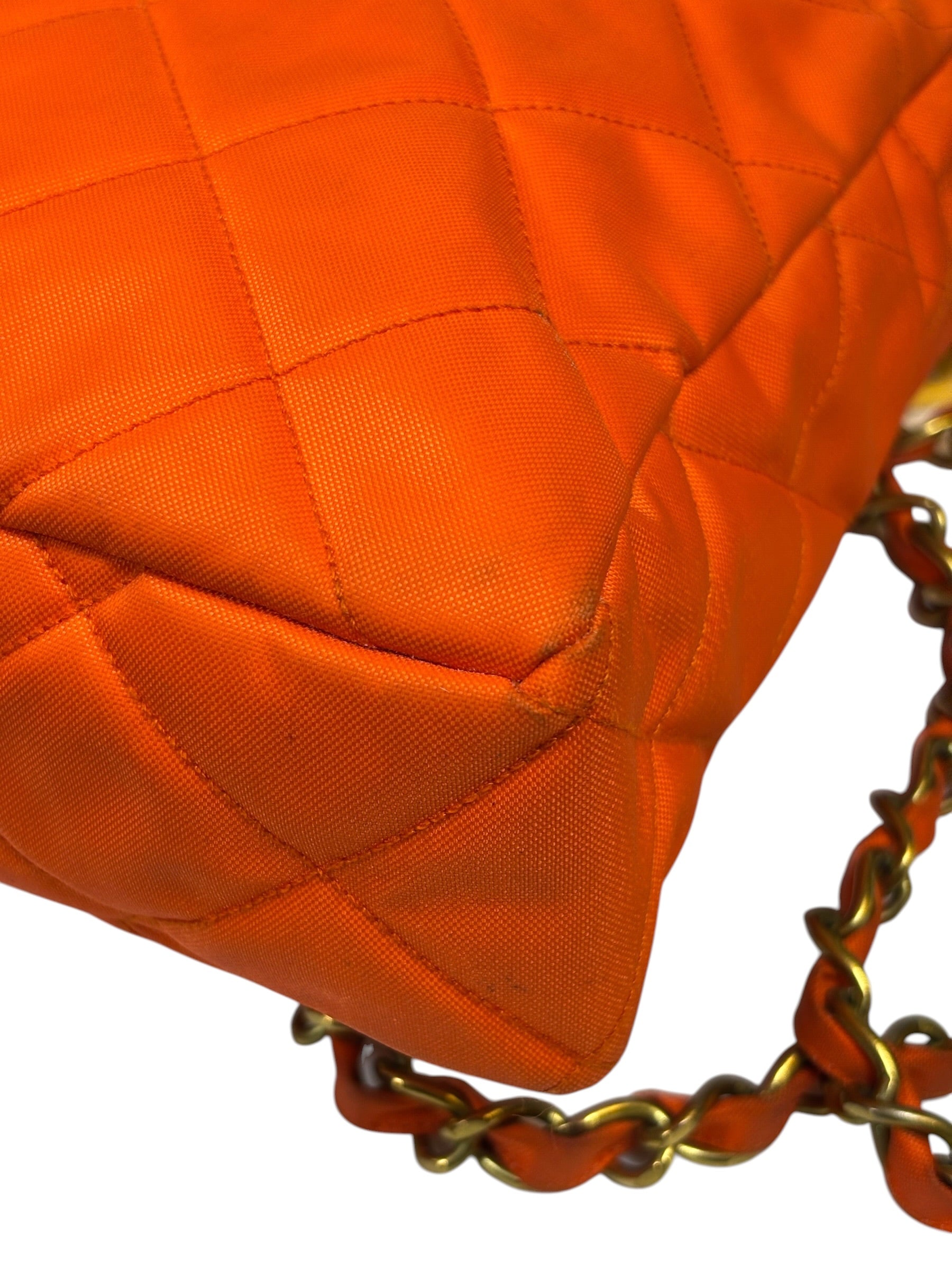 Chanel Orange Quilted Nylon Classic Jersey Camera Bag 2012