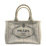 Prada Grey Denim Canapa Logo Tote