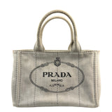 Prada Grey Denim Canapa Logo Tote