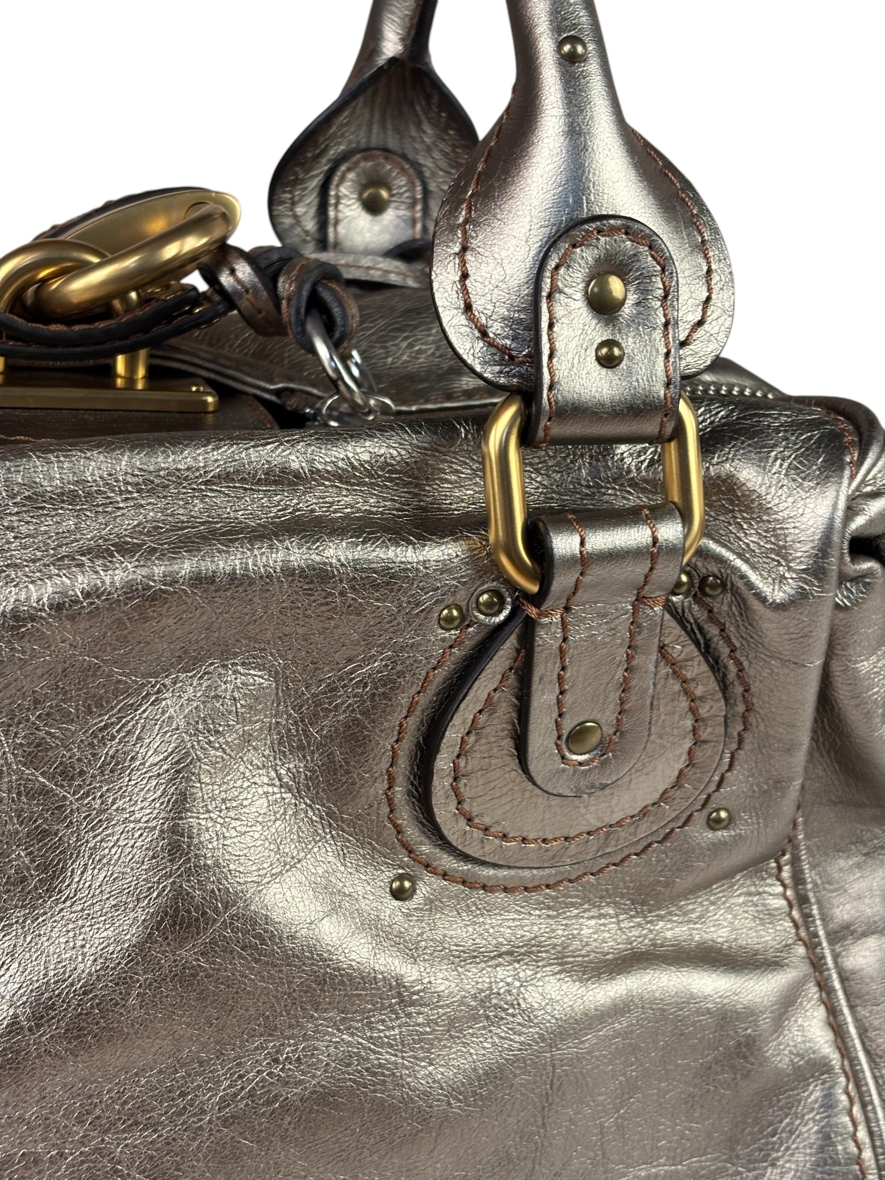 Chloe Metallic Gold Leather Paddington Handbag