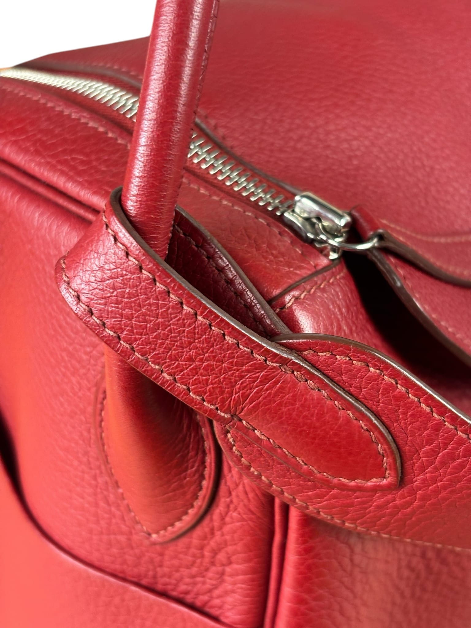 Hermes Rouge Clemence Leather Lindy 34