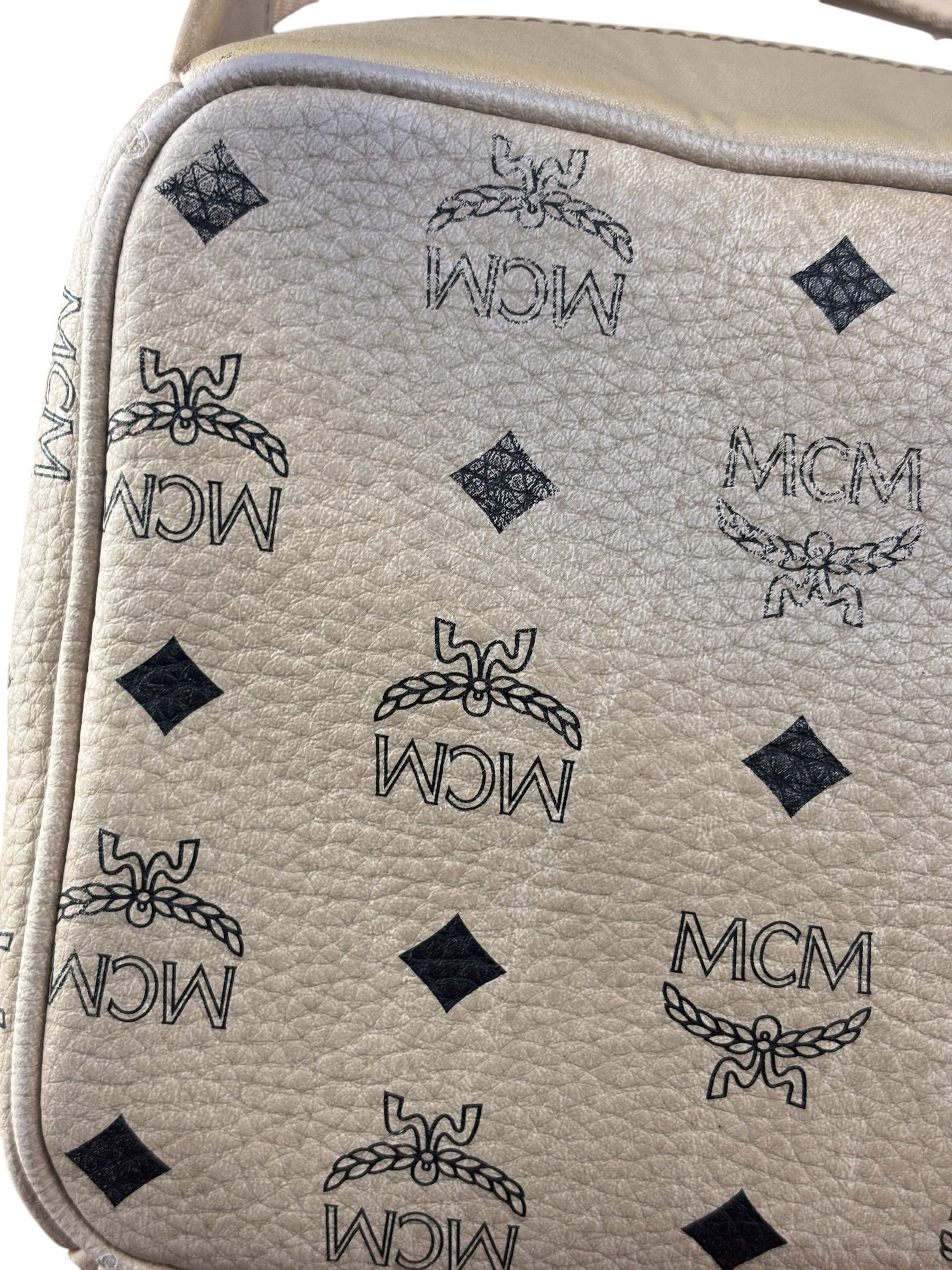 MCM Beige Leather Monogram Medium Stark Backpack