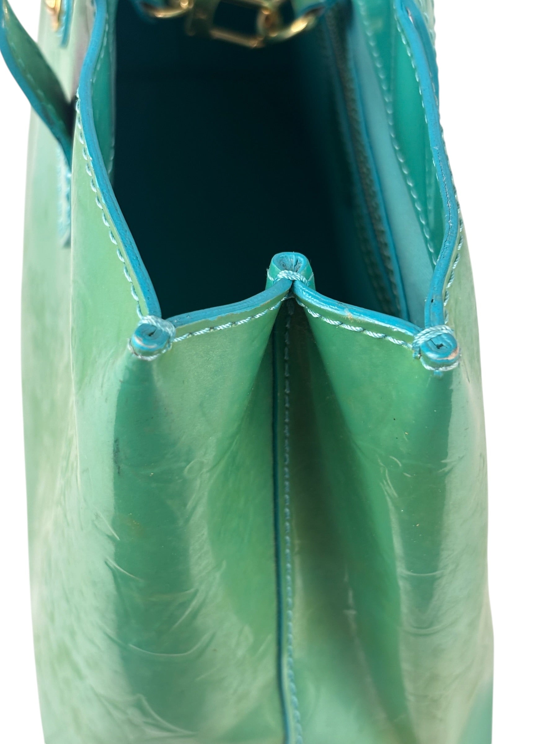 Louis Vuitton Vintage Teal Monogram Vernis Wilshire PM Tote