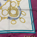 Gucci GG Logo Purple Horsebit Silk Scarf