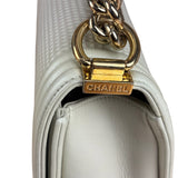 Chanel White Leather Cube Boy Bag 2014