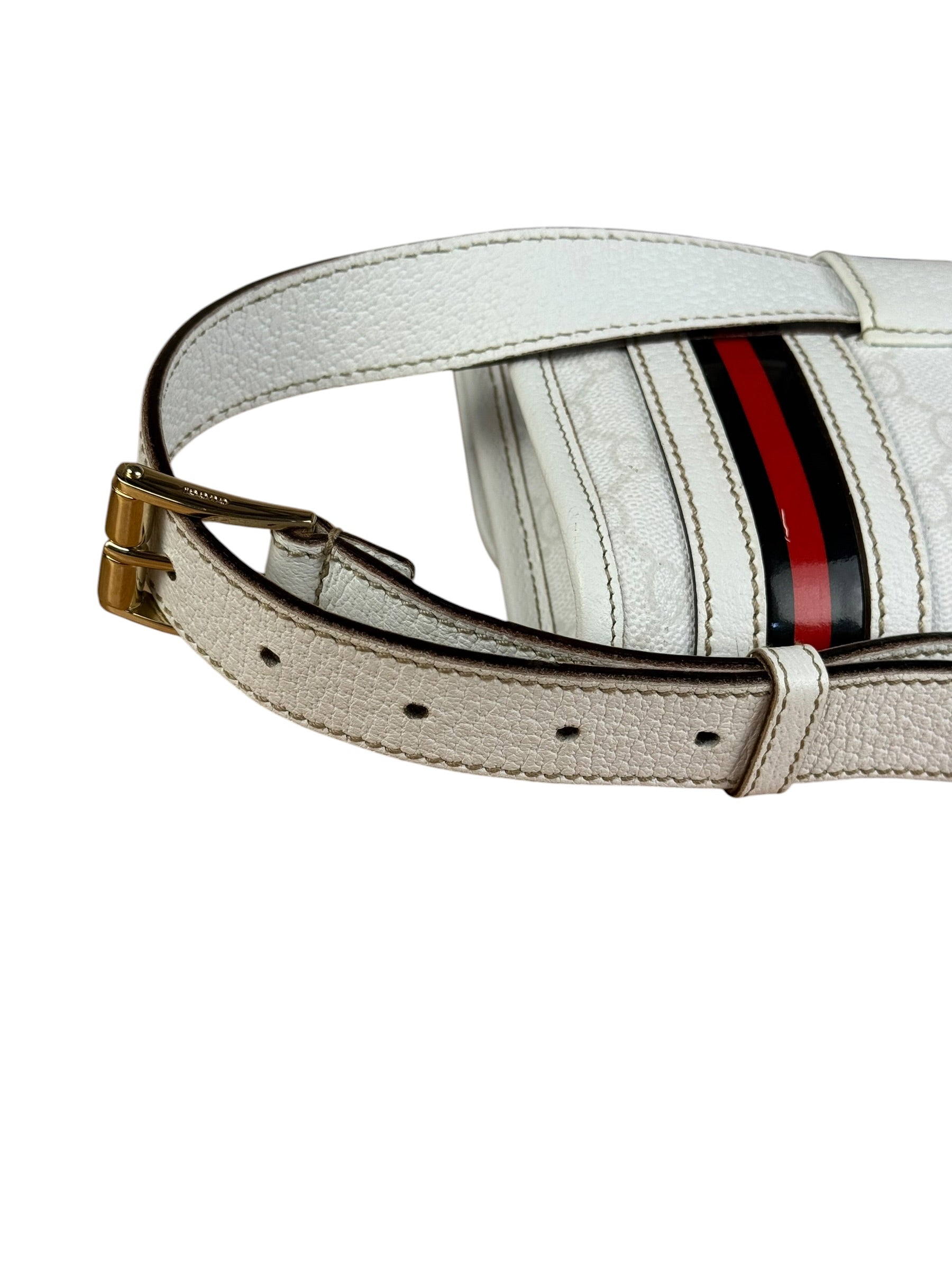 Gucci GG White Coated Canvas Sherry Line Belt Bag