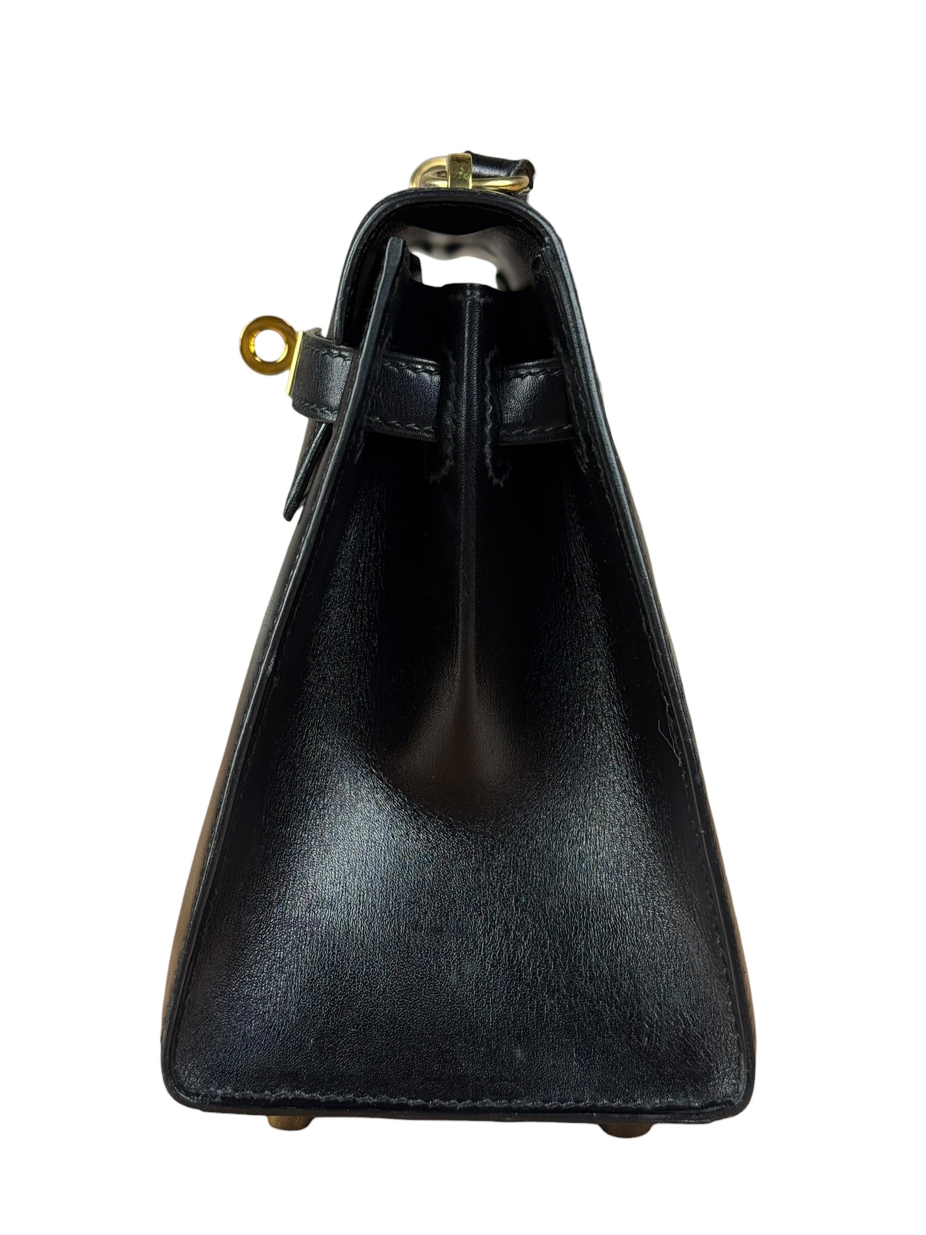 Hermes Black Mini Kelly 20 Box Calf 1991