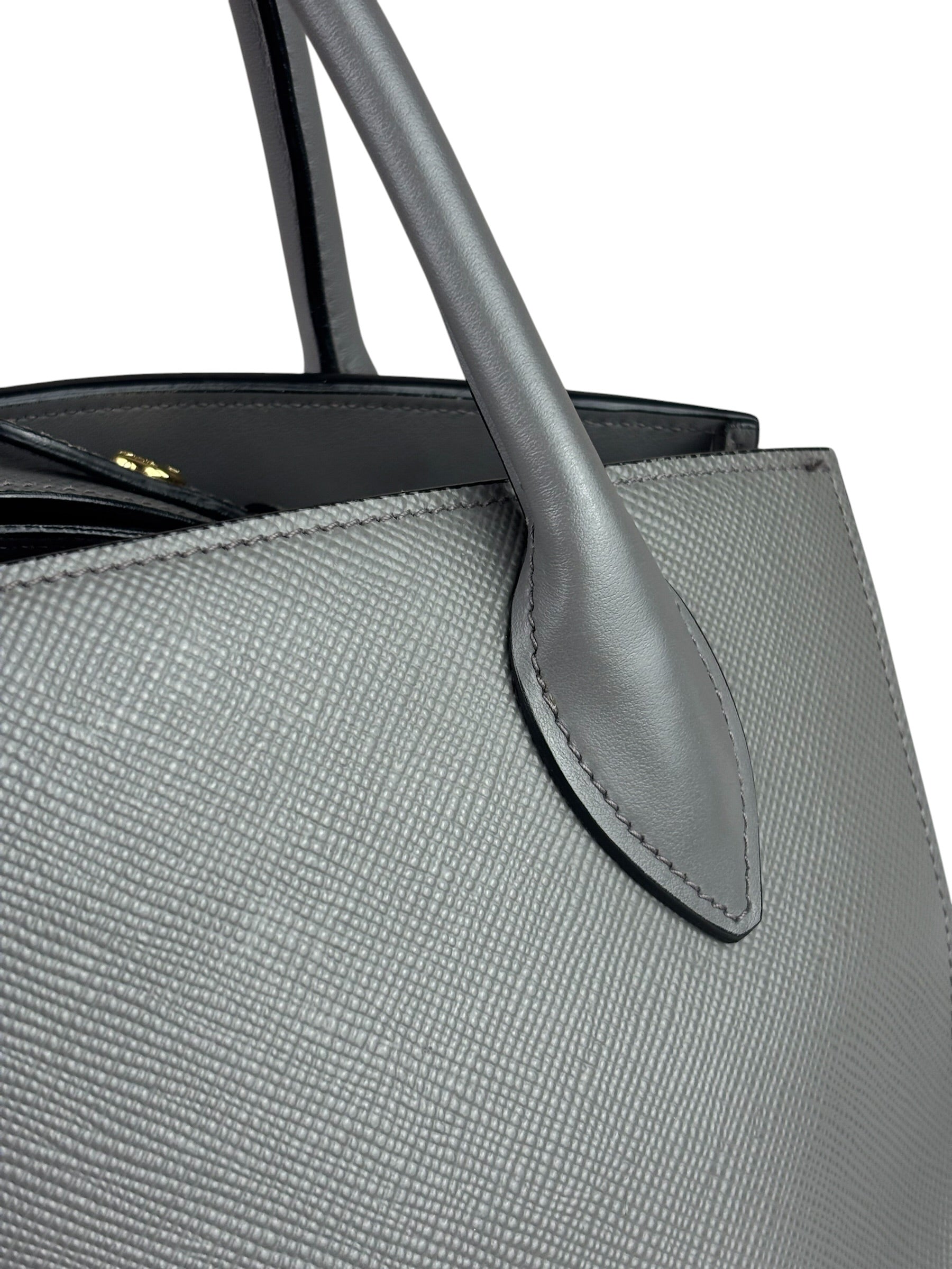 Prada Grey Saffiano Leather Two-Way Tote