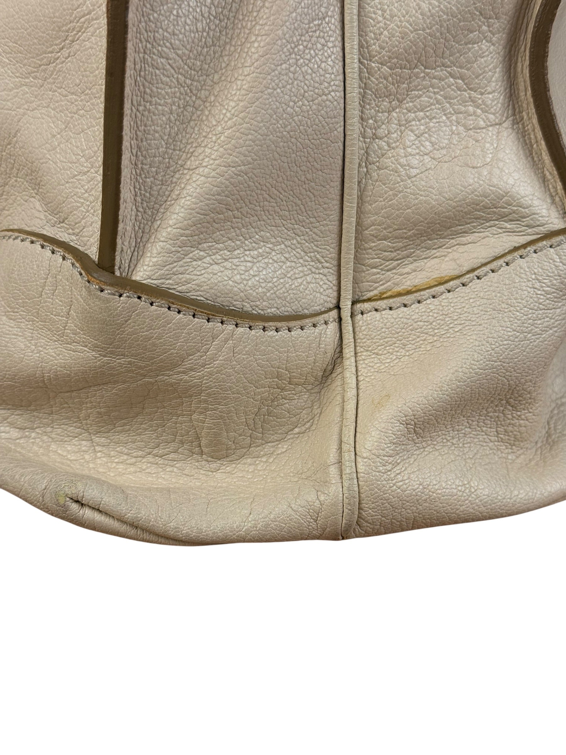 Celine Vintage Ivory Leather Boogie Handbag