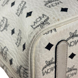 MCM White Leather Reversible Liz Shopper In Visetos Tote Bag