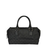 Gucci Black Leather Trim GG Top Handle Bag