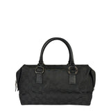 Gucci Black Leather Trim GG Top Handle Bag