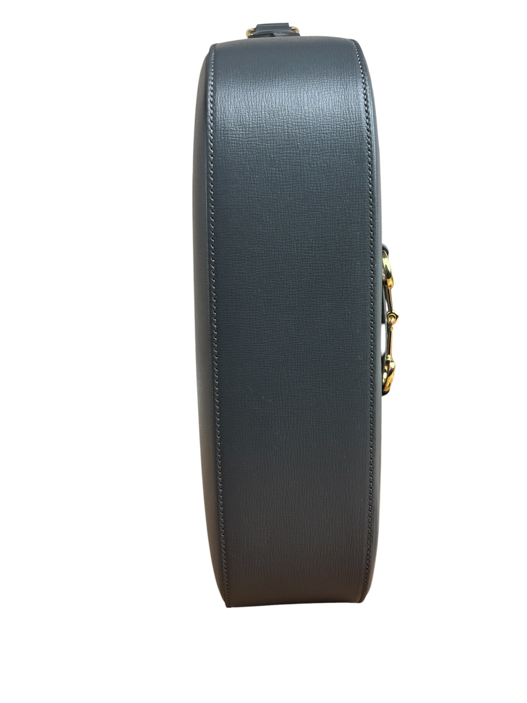 Gucci Grey Leather 1955 Horsebit Shoulder Bag