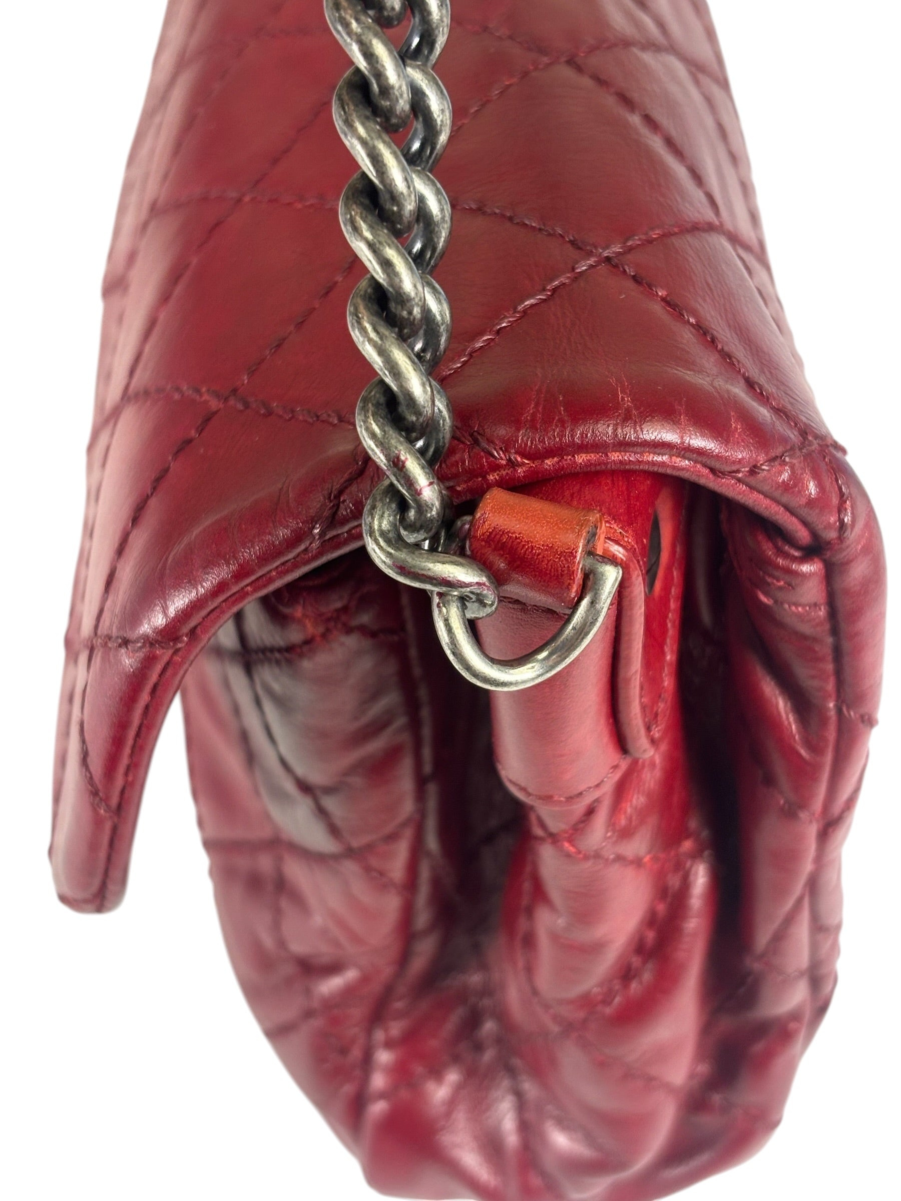 Chanel Red Quilted Calfskin Glazed Medium Duo Flap Bag 2012