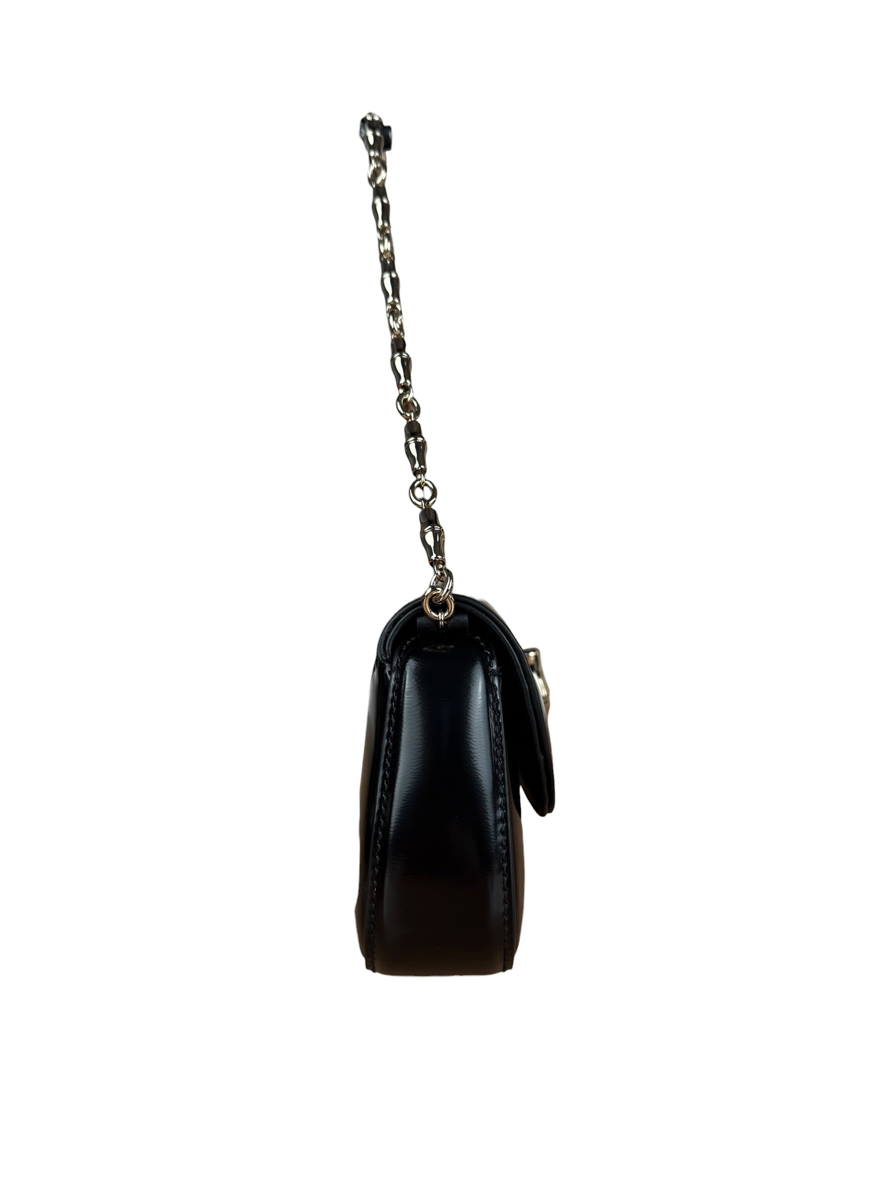 Gucci Black Leather Bamboo Night Small Clutch/Pochette