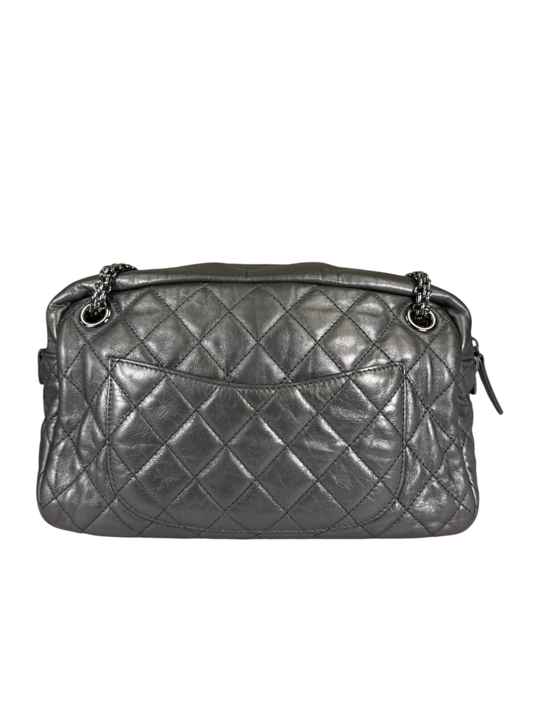 Chanel Metallic Silver Quilted Calfskin Reissue Camera Bag 2008