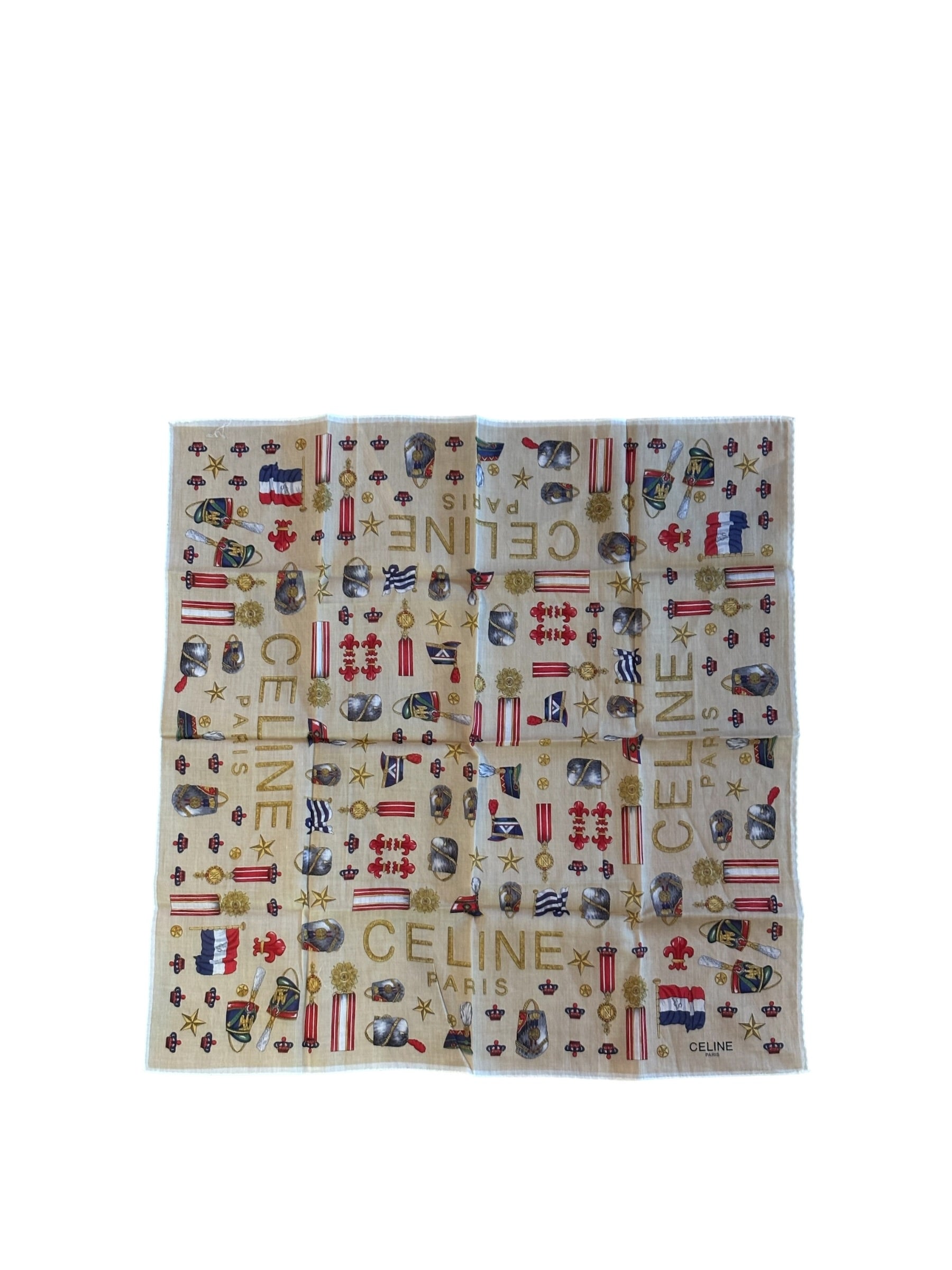 Celine Vintage Beige Background Paris Handkerchief