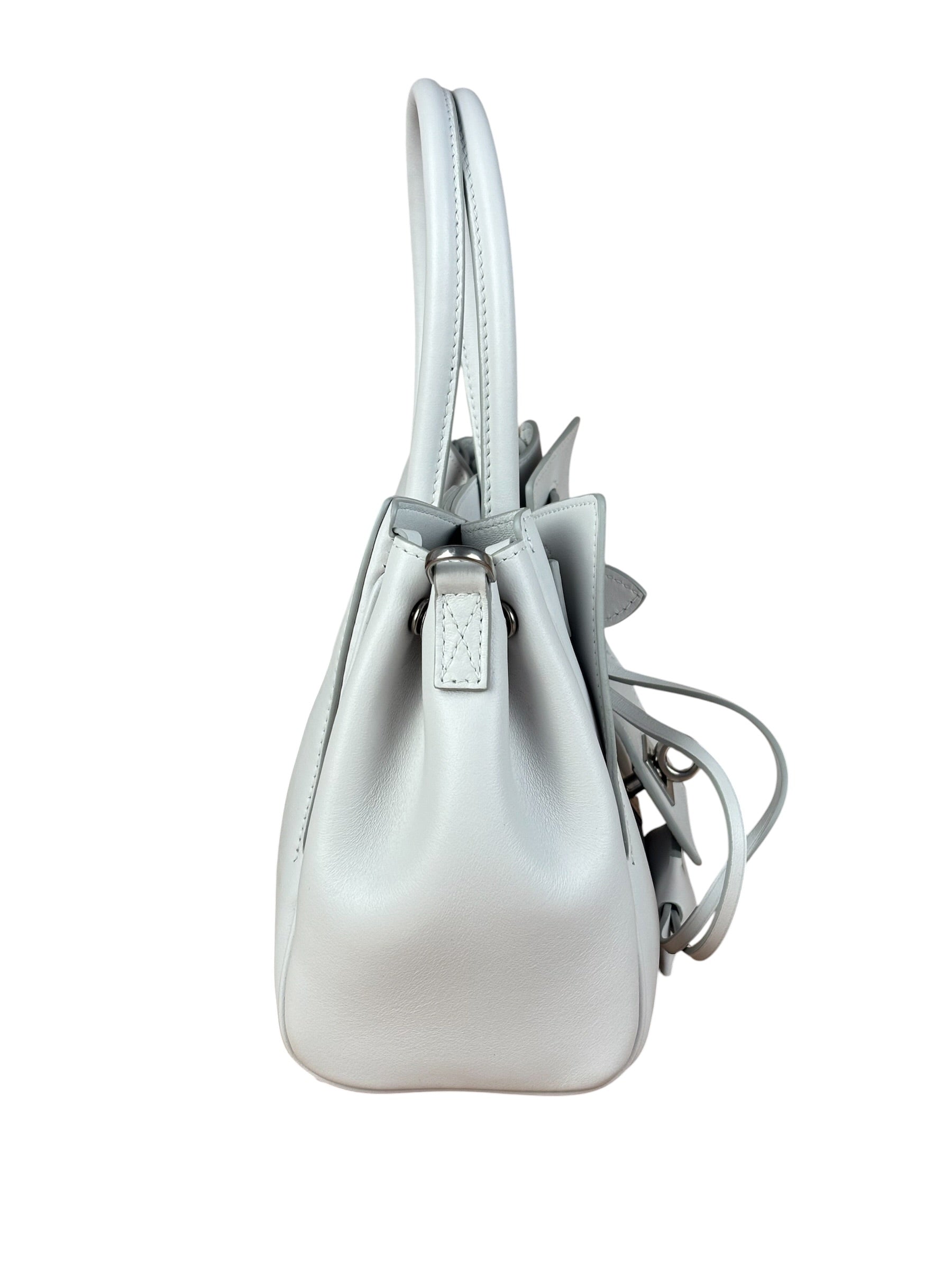 Balenciaga White Leather Bel Air Carry All Handbag
