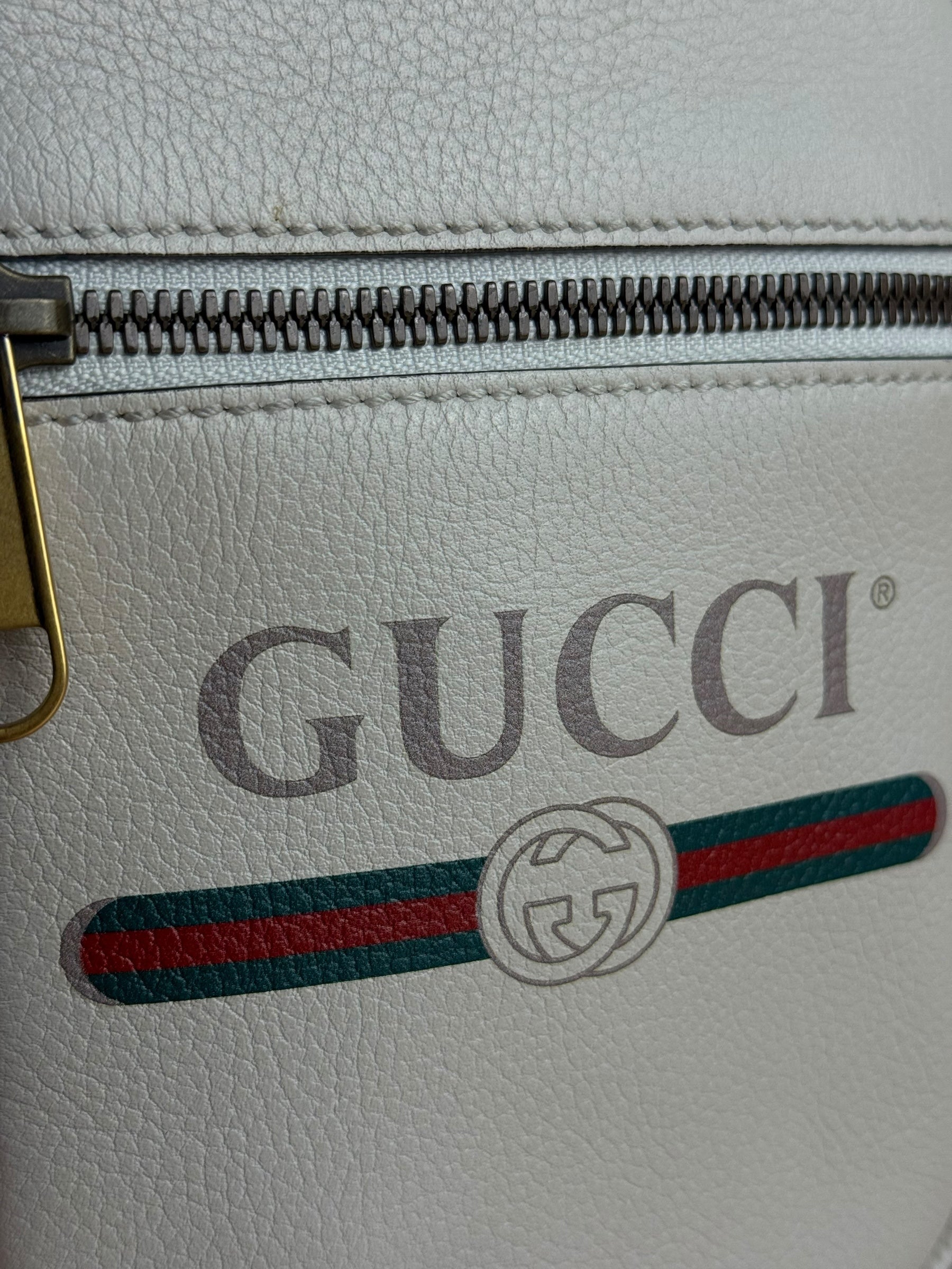 Gucci White Grained Sherry Leather Crossbody