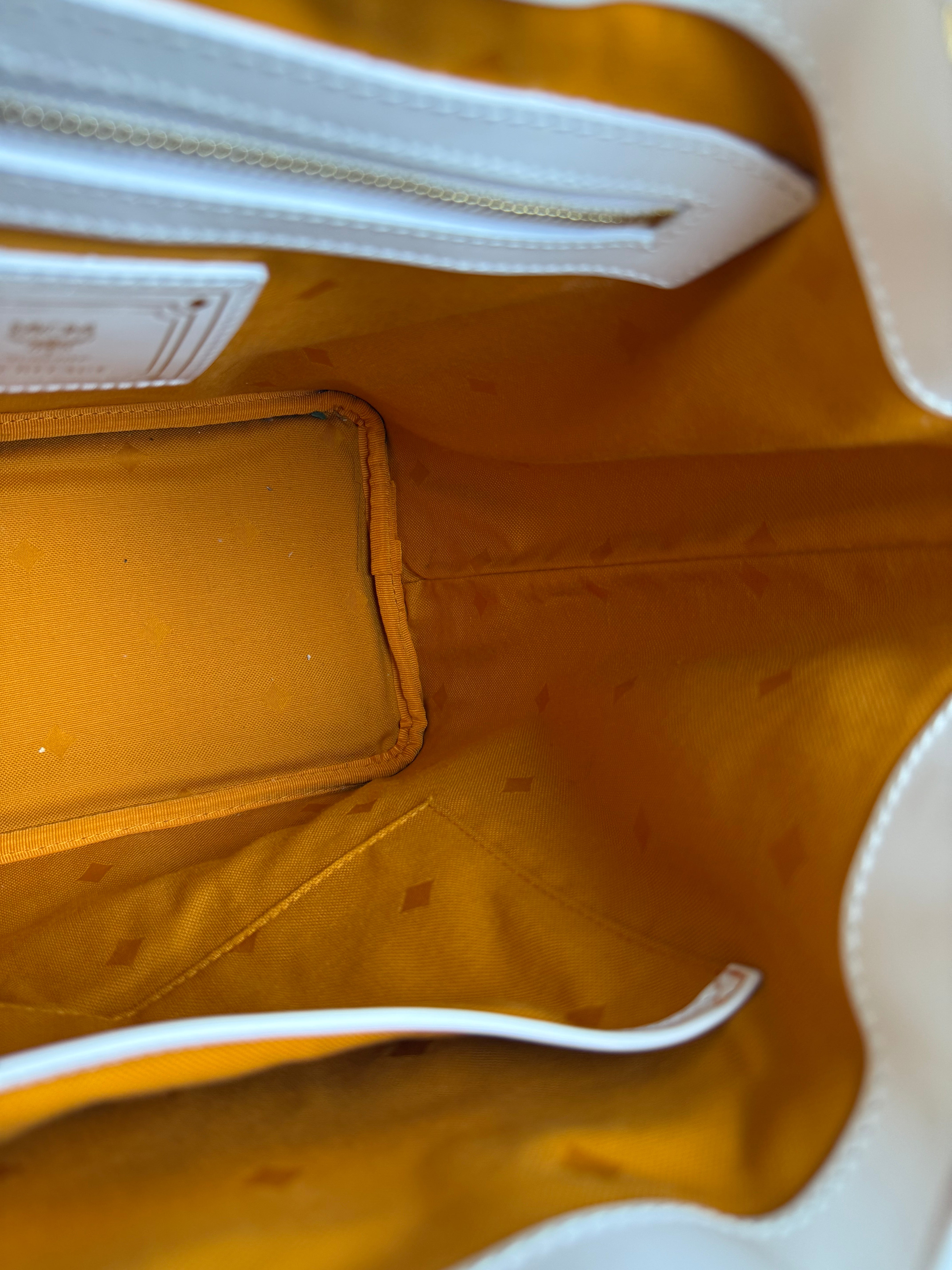 MCM Monogram White Bucket Shoulder Bag