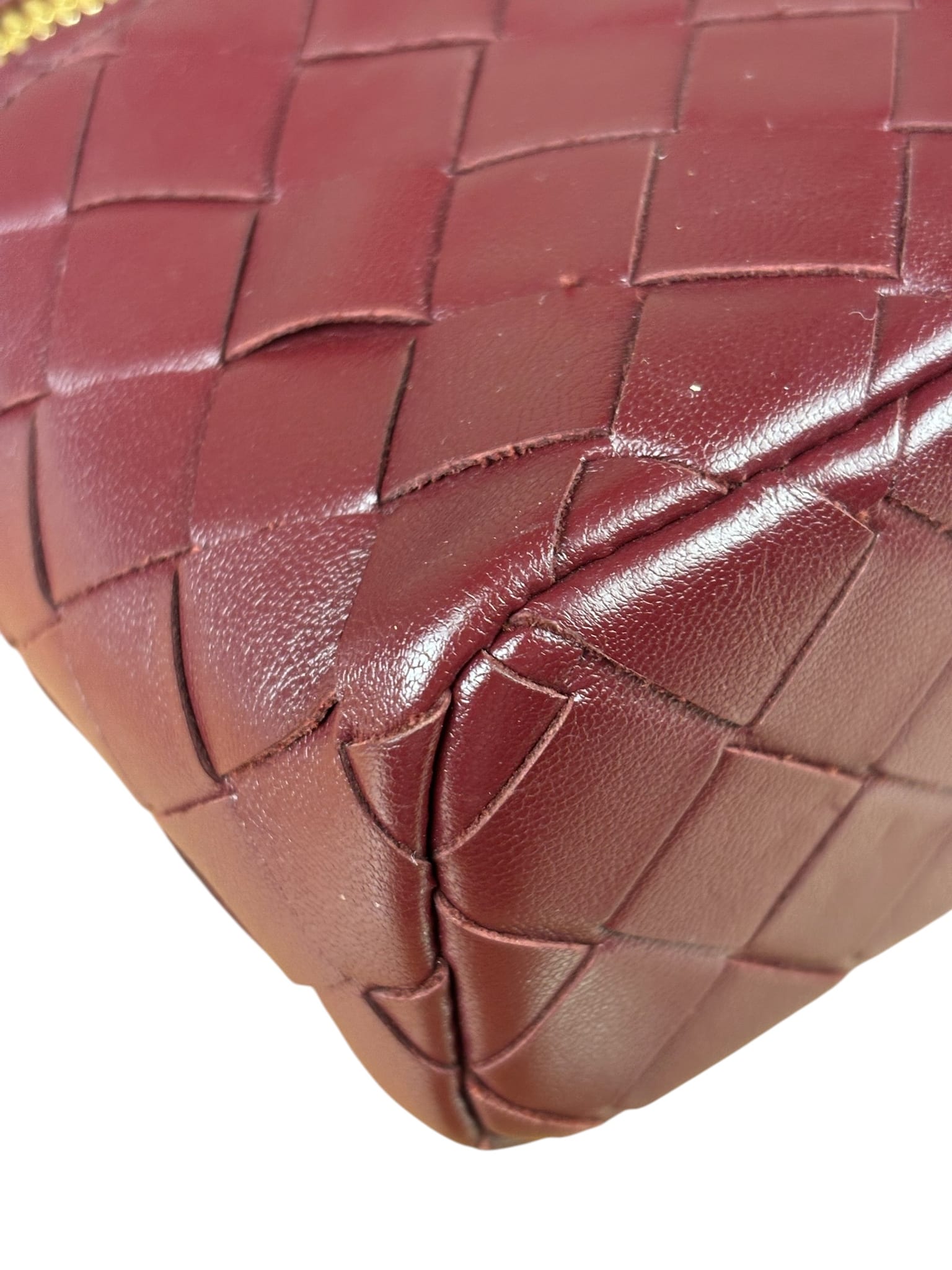 Bottega Veneta Burgundy Leather Intrecciato Bang Bang Vanity Two-Way Bag