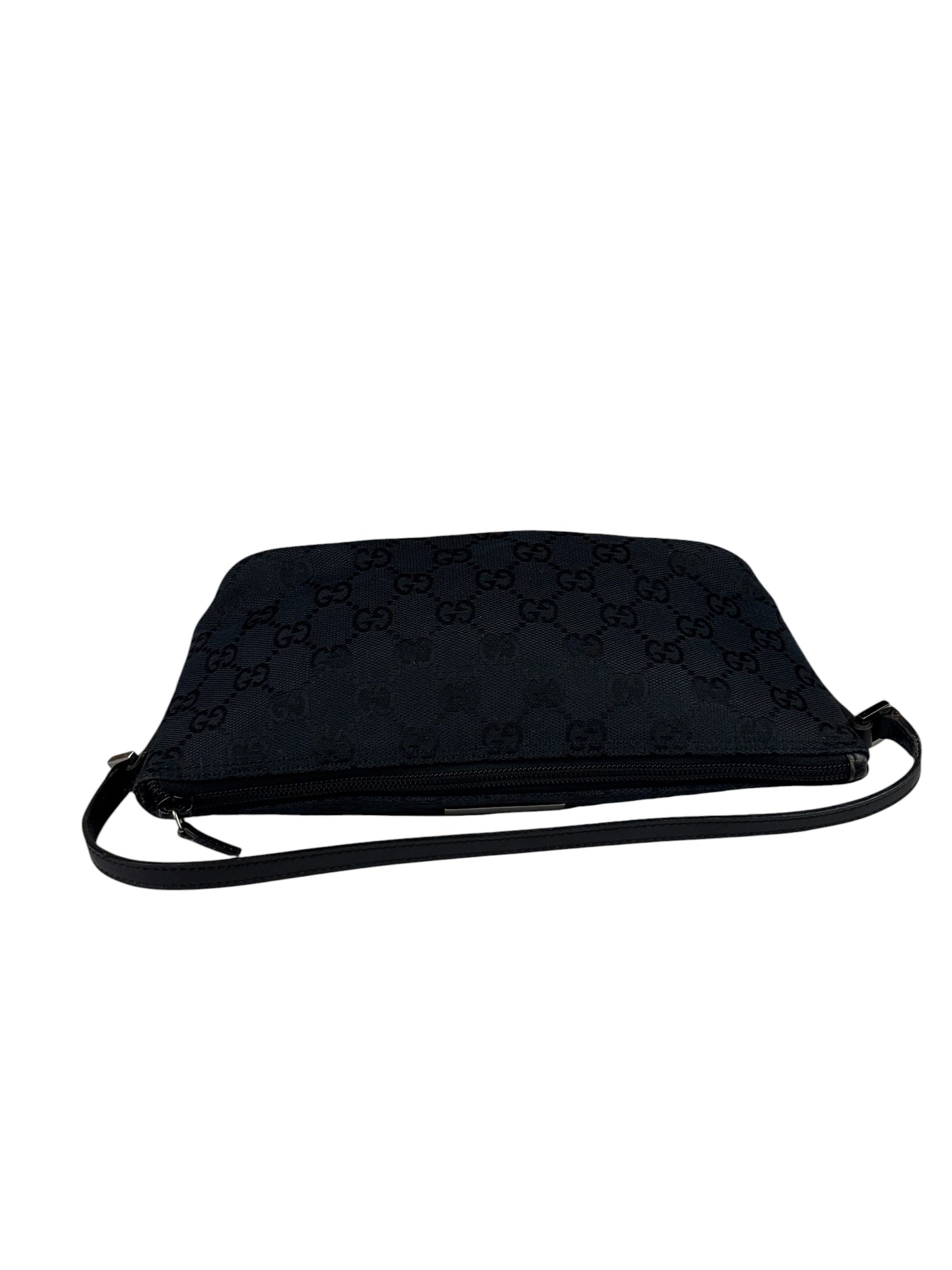 Gucci Black Canvas GG Print Mini Boat Pochette