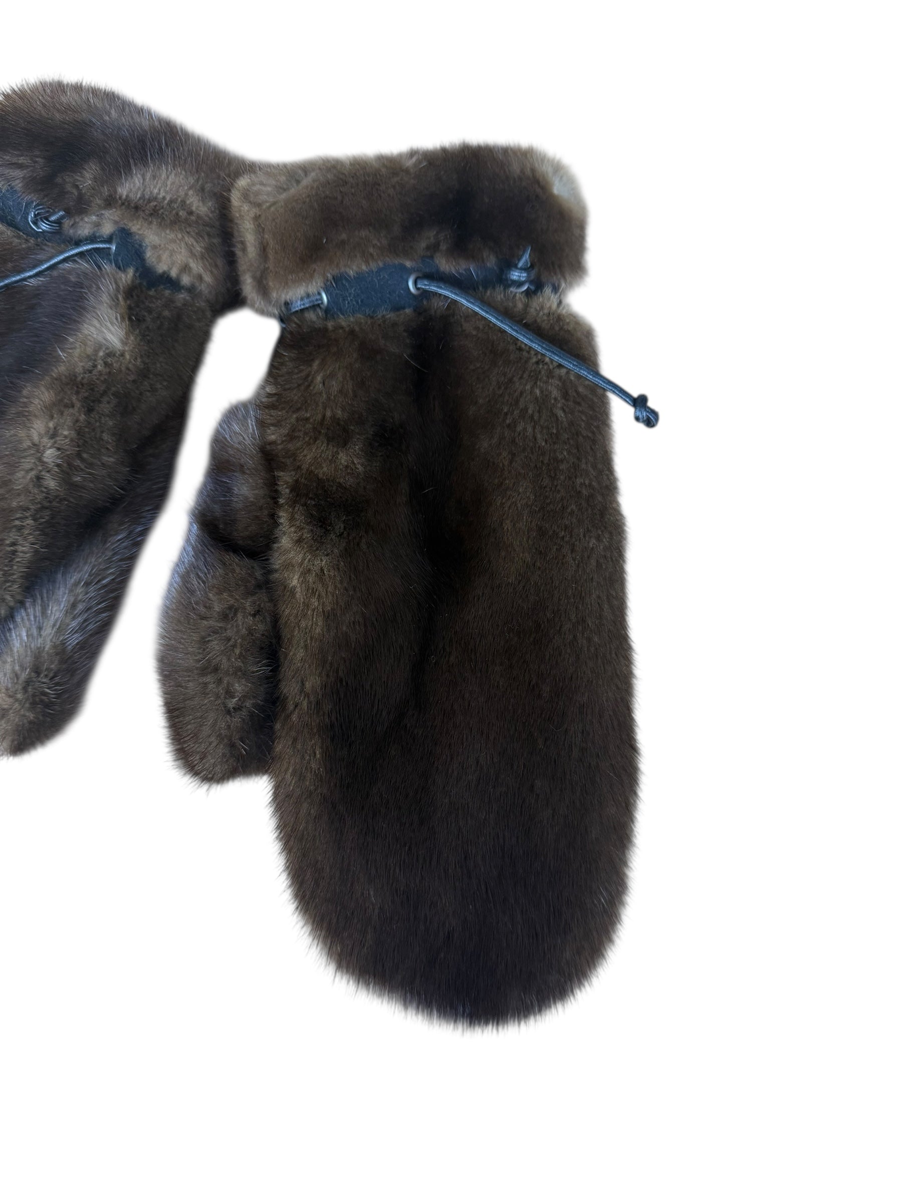 Vintage Brown Fur Mittens