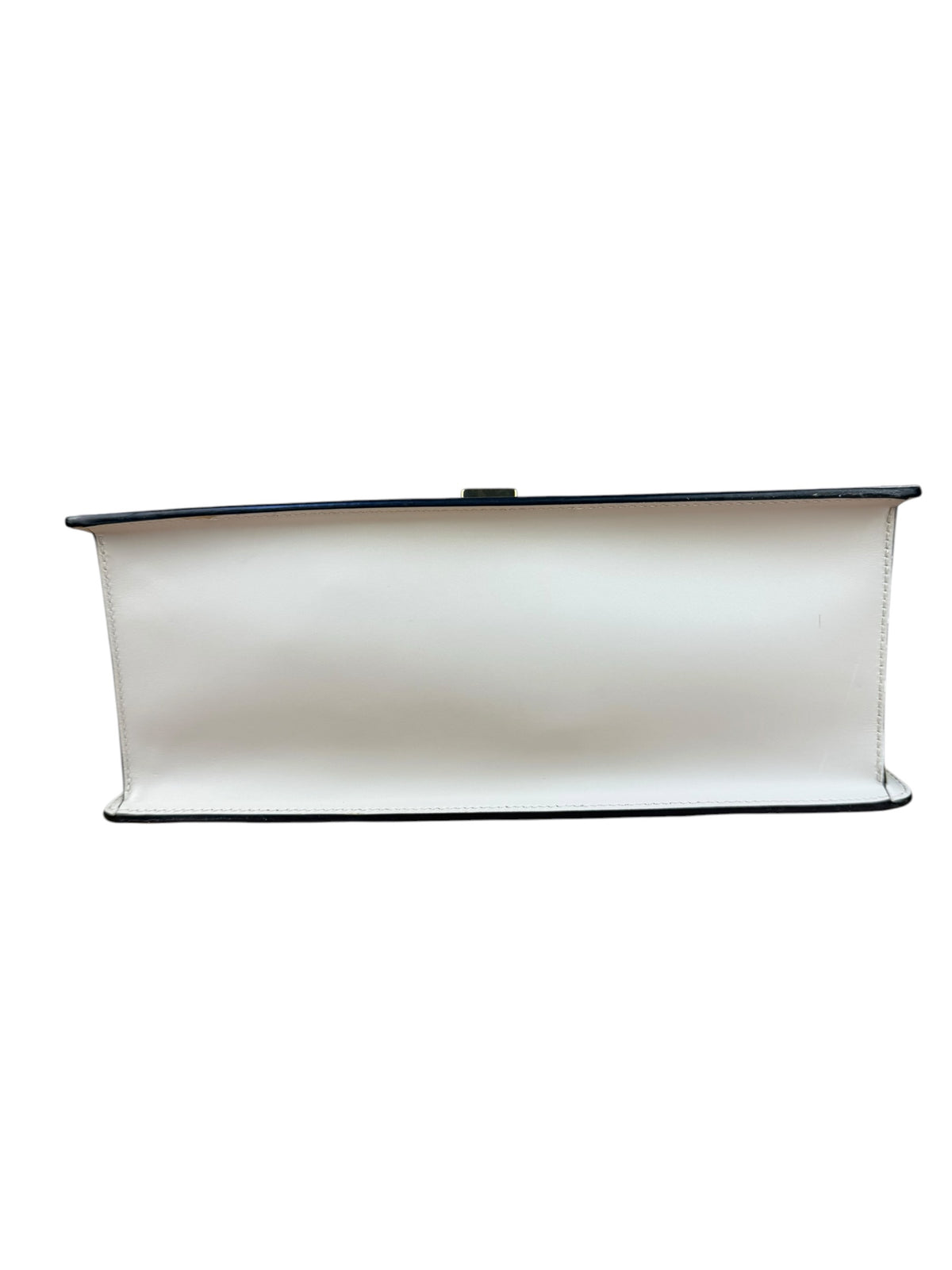 Gucci White Leather Sylvie Web Strap Top Handle