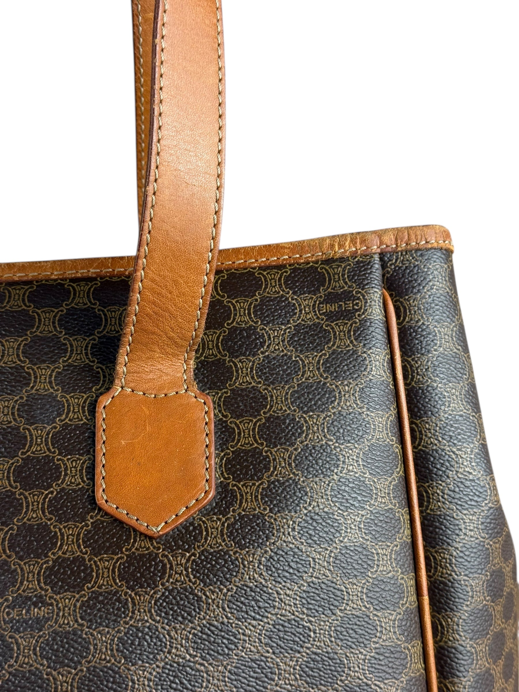 Celine Vintage Macadam Canvas Shoulder Tote