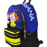 Dolce & Gabbana Multicolor Nylon Leather Trim Super Pig Cartoon Backpack