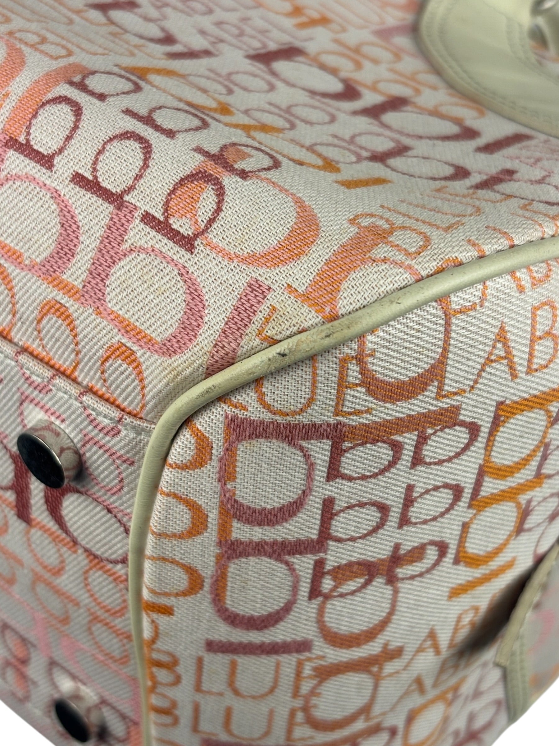 Burberry Blue Label Pink Multi Logo Bowler Bag