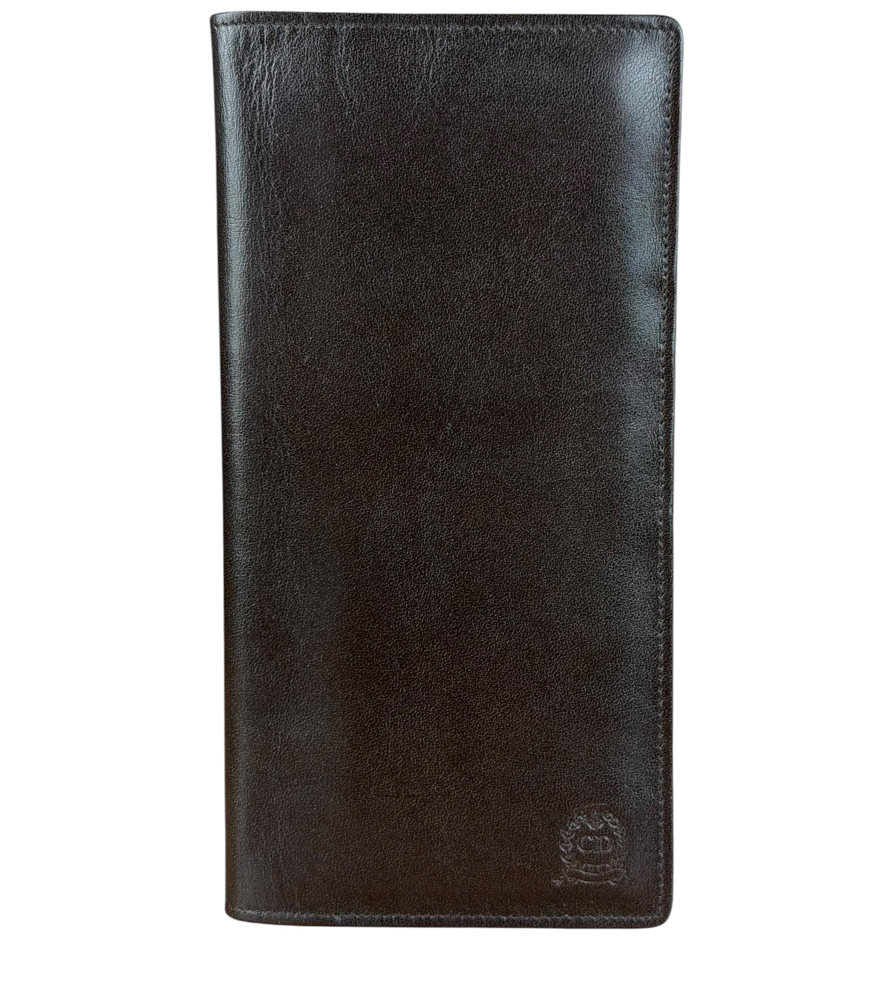 Christian Dior Brown Leather Bifold Checkbook Wallet