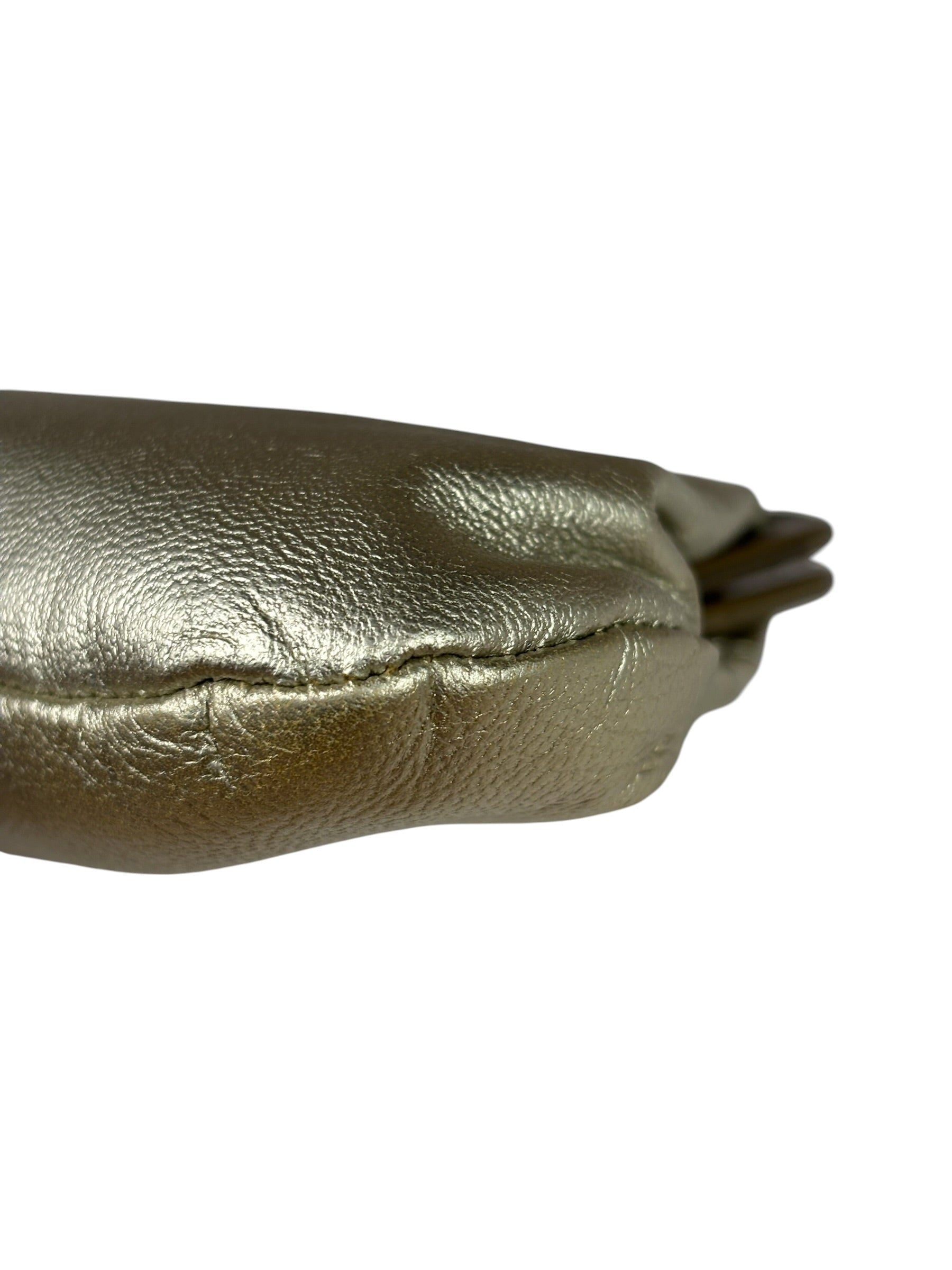 Chloe Metallic Gold Leather Frame Clutch