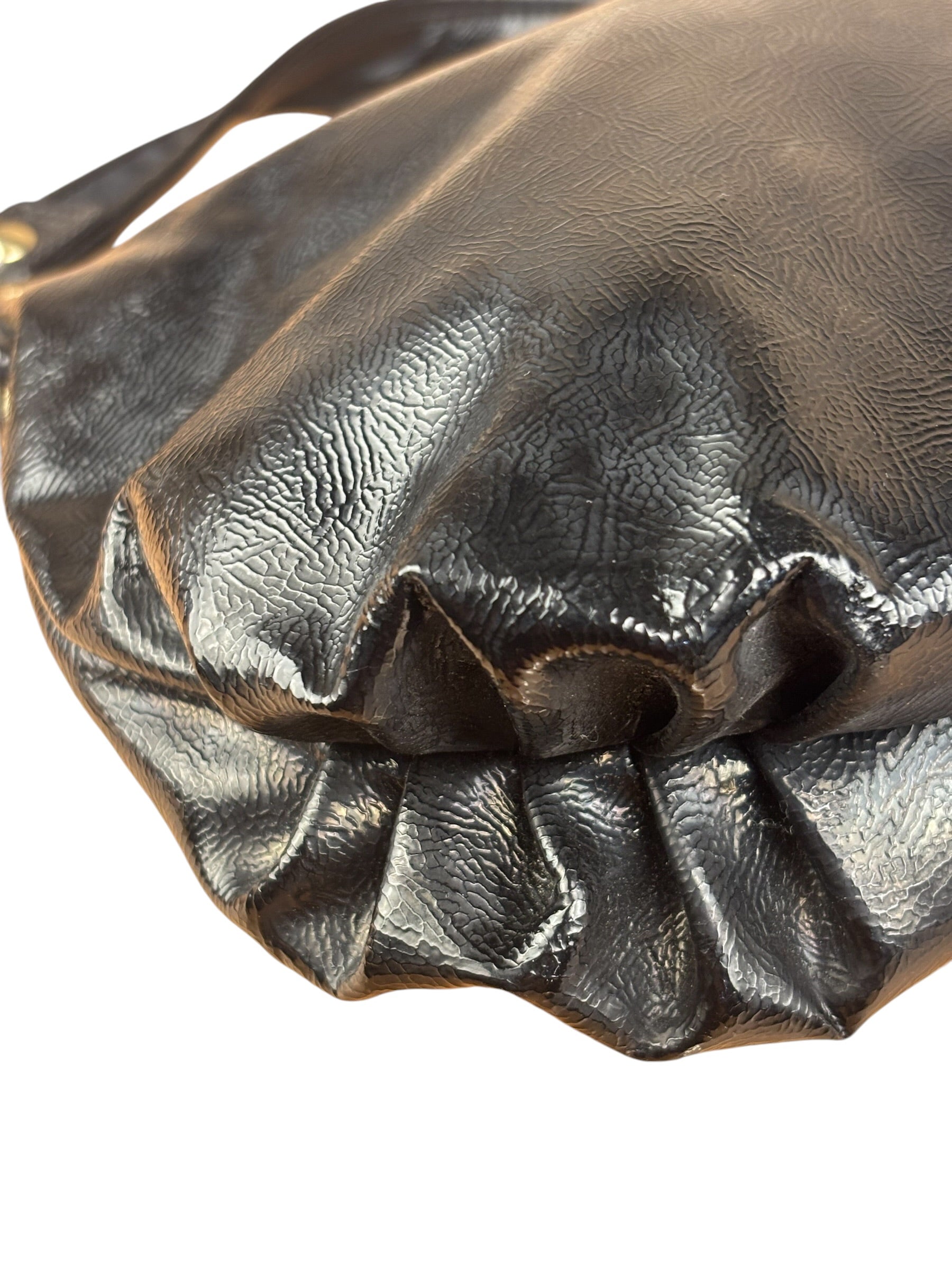 Coach Black Poppy Liquid Gloss Leather Storypatch Hobo Bag