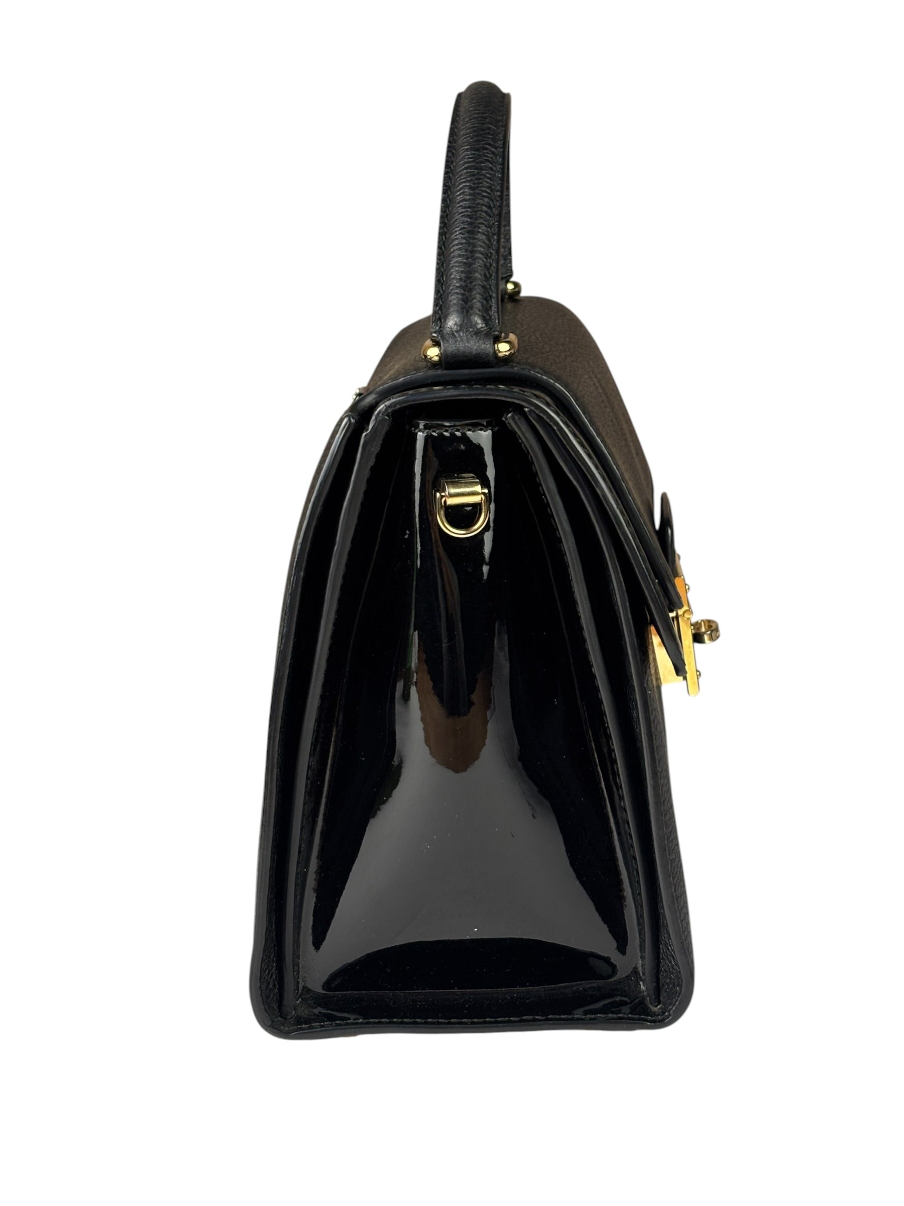 Dolce & Gabbana Black Patent Leather Borsa A Mano Two-Way Bag