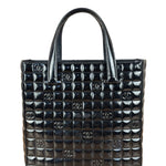 Chanel Vintage Black Patent Leather Chocolate Bar Pyramidal Tote Bag 2002