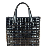 Chanel Vintage Black Patent Leather Chocolate Bar Pyramidal Tote Bag 2002