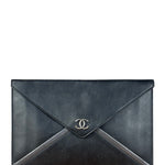 Chanel Black Leather Paris-Rome Coco Envelope Clutch 2017